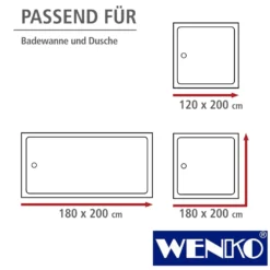 WENKO Anti-Schimmel Duschvorhang Astera Flex, Textil (Polyester), 180 x 200 cm, waschbar