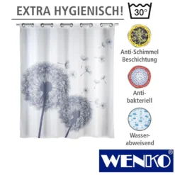 WENKO Anti-Schimmel Duschvorhang Astera Flex, Textil (Polyester), 180 x 200 cm, waschbar