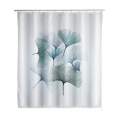 WENKO Anti-Schimmel Duschvorhang Ginkgo, Textil (Polyester), 180 x 200 cm, waschbar
