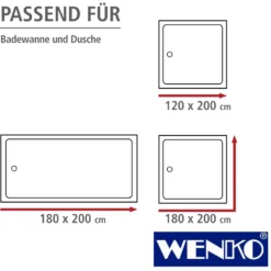 WENKO Anti-Schimmel Duschvorhang Palais, Textil (Polyester), 180 x 200 cm, waschbar