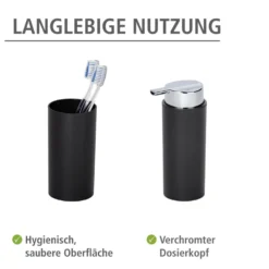 WENKO Badezimmer Set "Calvo" schwarz matt, 4-tlg.