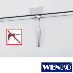 WENKO Badezimmerwischer Terni Jumbo, Duschabzieher mit Wandbefestigung zum Ankleben