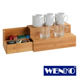 WENKO Bambus Treppe für Kaffee und Tee, beidseitig ausziehbar