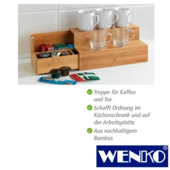 WENKO Bambus Treppe für Kaffee und Tee, beidseitig ausziehbar