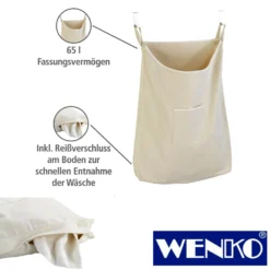 WENKO Über-Tür Wäschesammler Canguro Beige, 65 l