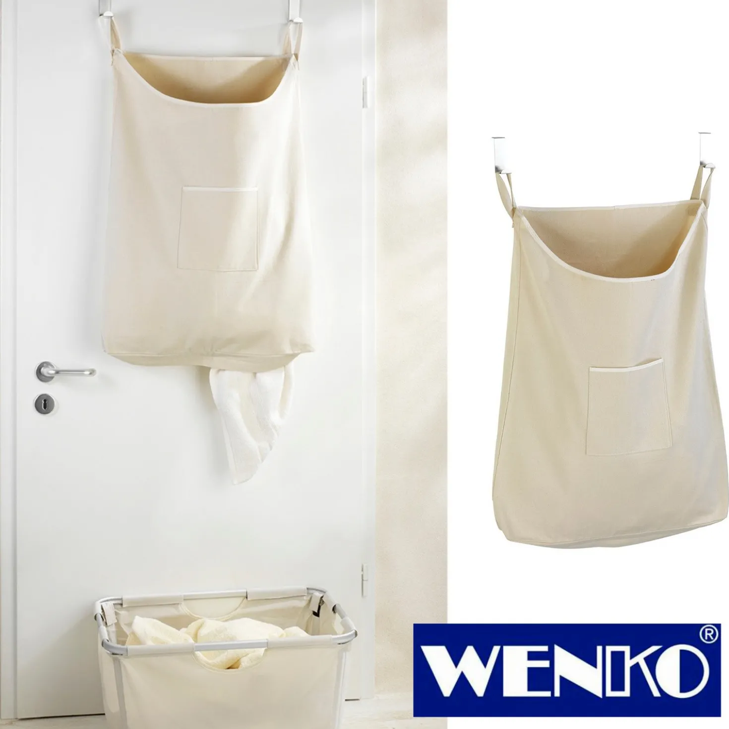 WENKO Über-Tür Wäschesammler Canguro Beige, 65 l