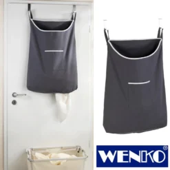 WENKO Über-Tür Wäschesammler Canguro Grau, 65 l