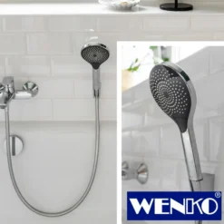 WENKO Duschkopf Watersaving Chrom, Ø 12 cm