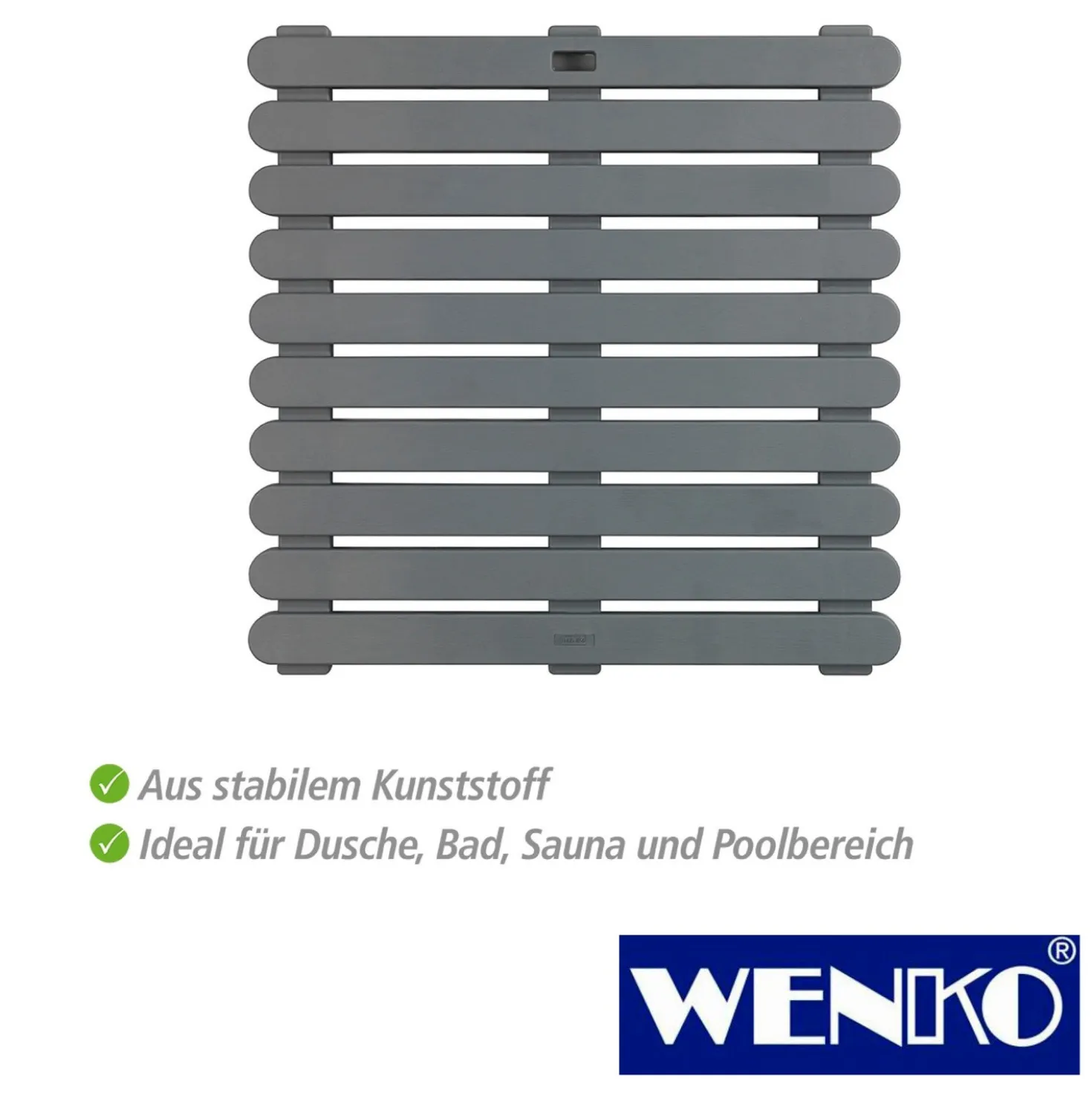WENKO Duschmatte Indoor & Outdoor Grau 55 x 55 cm