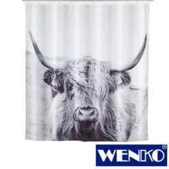 WENKO Duschvorhang Yak, Textil (Polyester), 180 x 200 cm, waschbar