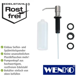 WENKO Einbau Seifen- und Spülmittelspender Monti, Seifendosierer, 400 ml