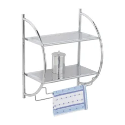 WENKO Exclusiv Wandregal mit 2 Ablagen, mit Handtuchhalter