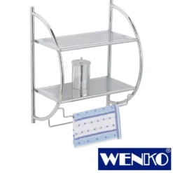 WENKO Exclusiv Wandregal mit 2 Ablagen, mit Handtuchhalter