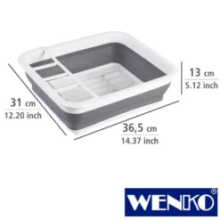 WENKO Geschirrabtropfer Gaia faltbar Grau/Weiß