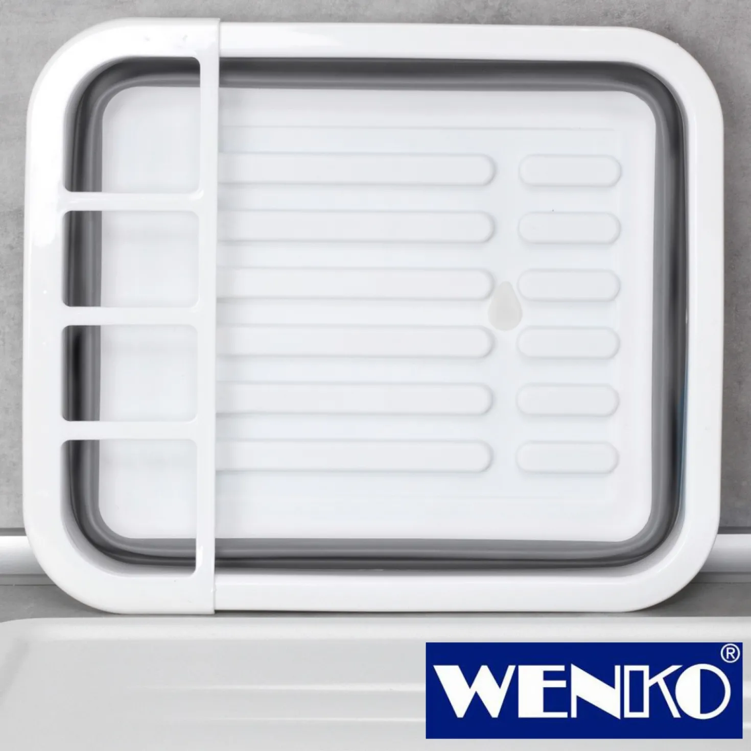 WENKO Geschirrabtropfer Gaia faltbar Grau/Weiß