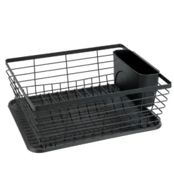 WENKO Geschirrabtropfer Mod. Drip Schwarz, mit herausnehmbarem Besteckkorb