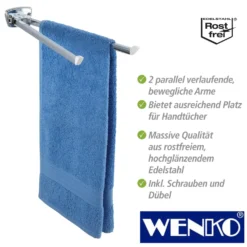 WENKO Handtuchhalter Basic glänzend, 2 Arme
