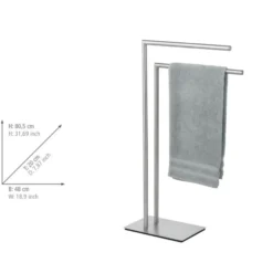 WENKO Handtuchständer Mod. Recco Edelstahl satiniert, schwere Bodenplatte für sicheren Stand