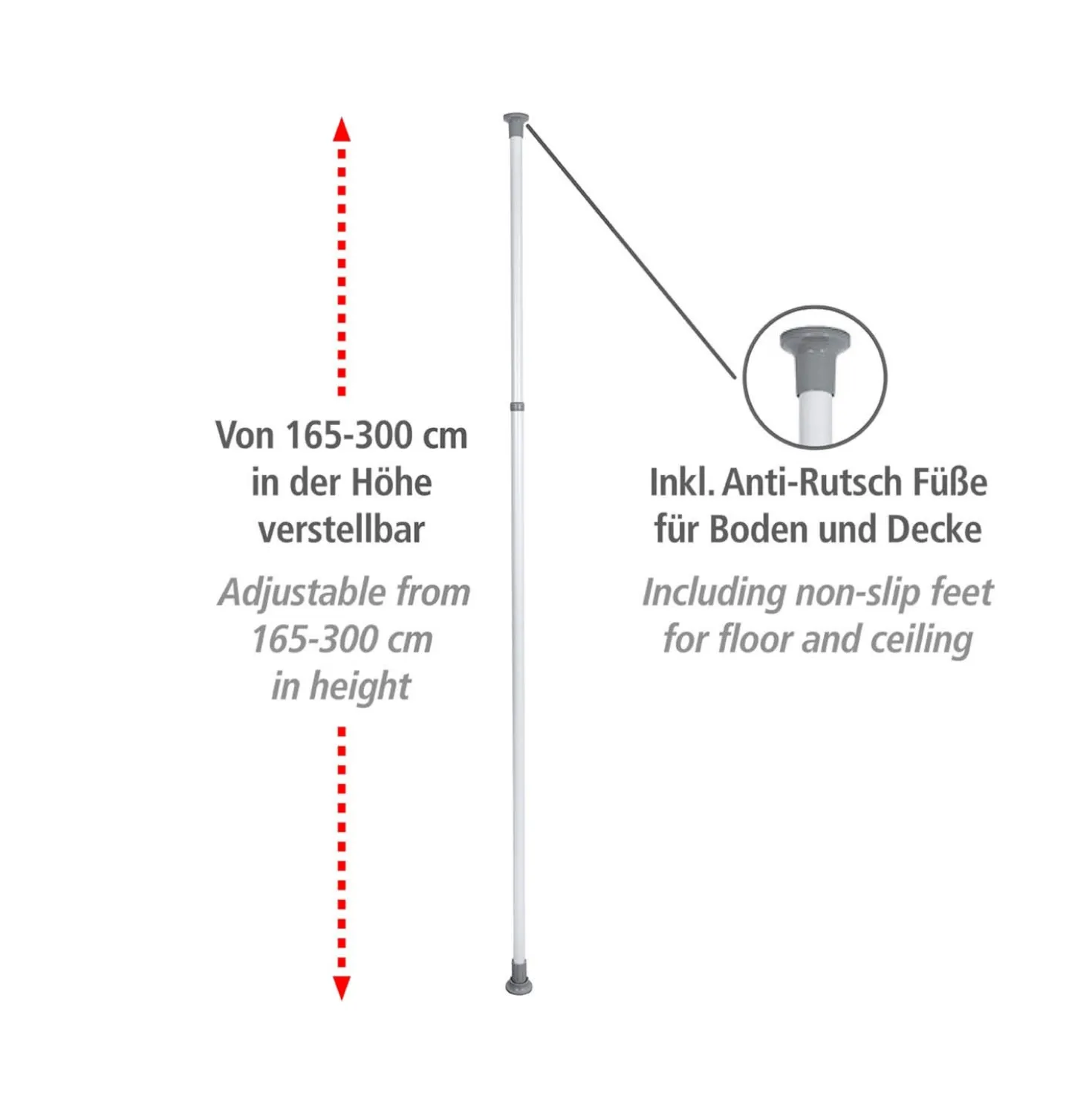 WENKO Hauptstange Mod. Herkules 165-300 cm, verstellbares Ordnungssystem