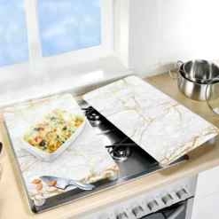 WENKO Herdabdeckplatten Universal Marmor Gold 2er Set, für alle Herdarten