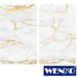 WENKO Herdabdeckplatten Universal Marmor Gold 2er Set, für alle Herdarten