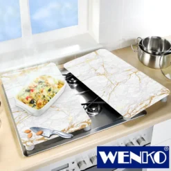 WENKO Herdabdeckplatten Universal Marmor Gold 2er Set, für alle Herdarten