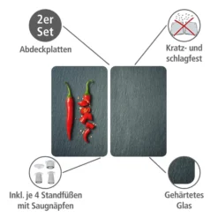 WENKO Herdabdeckplatten Universal Mod. Cayenne 2er Set, für alle Herdarten