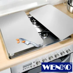 WENKO Herdabdeckplatten Universal Silber 2er Set, für alle Herdarten
