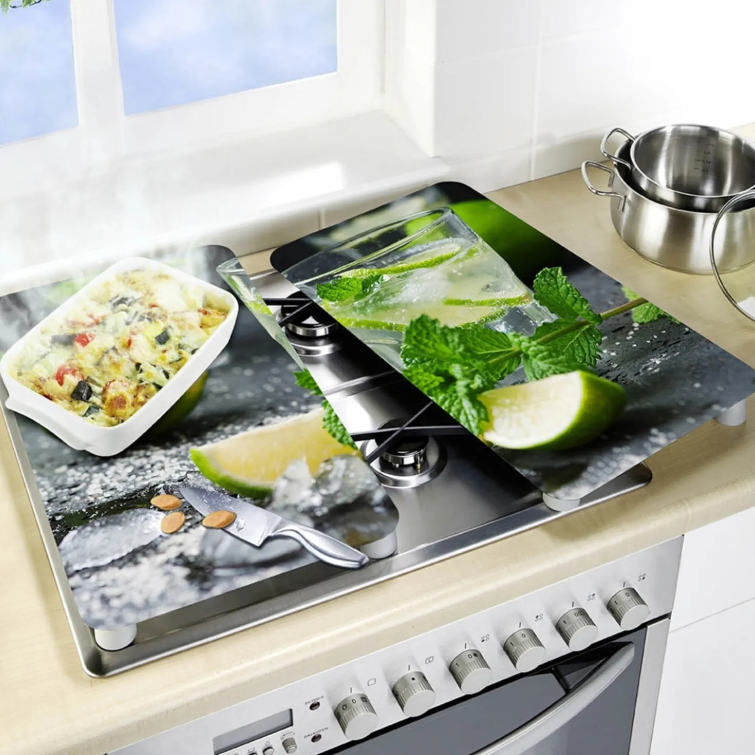 WENKO Herdabdeckplatte Universal Mojito 2er Set, für alle Herdarten