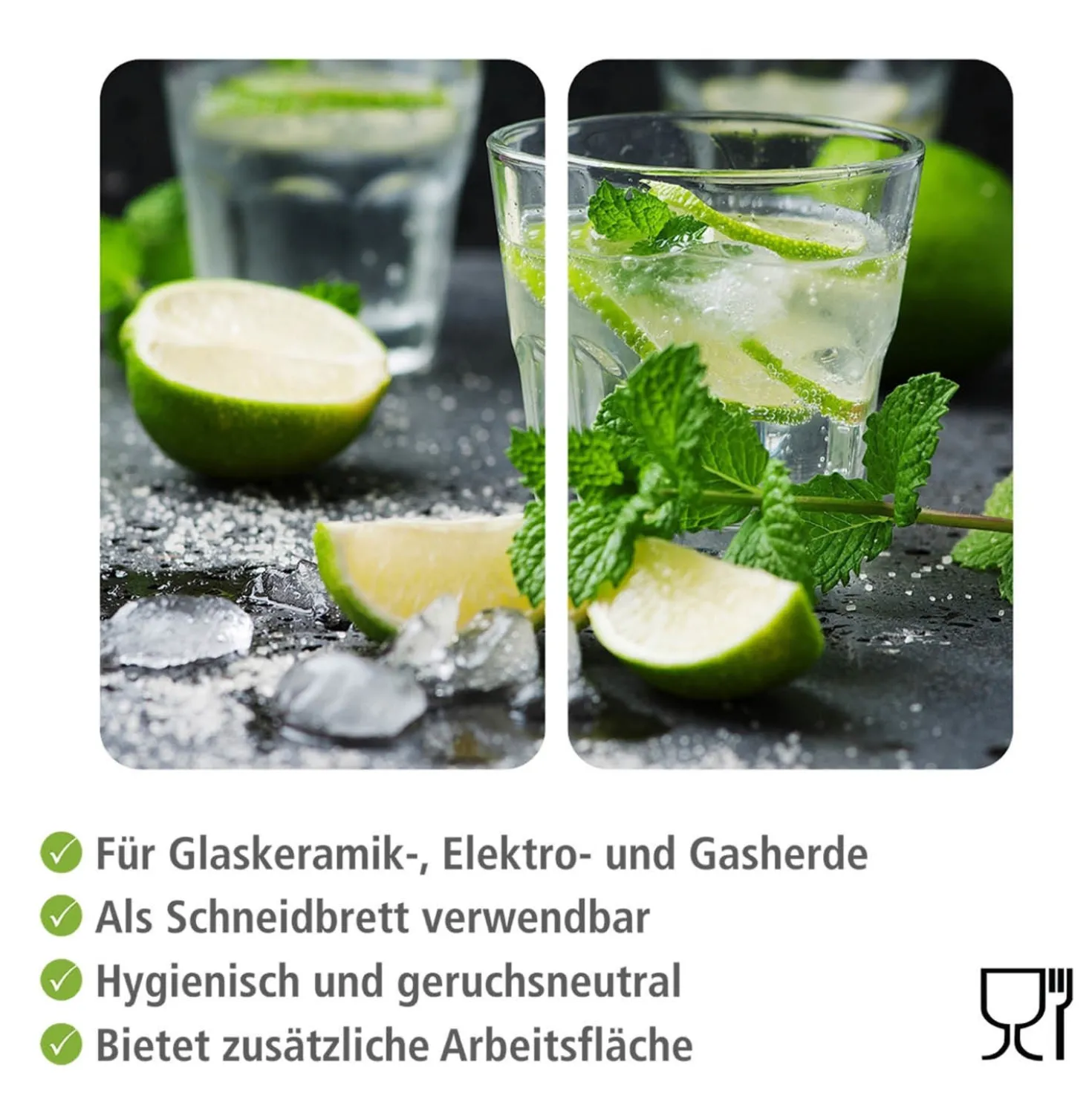 WENKO Herdabdeckplatte Universal Mojito 2er Set, für alle Herdarten