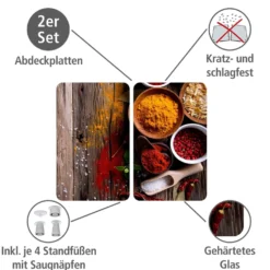 WENKO Herdabdeckplatte Universal Gewürze 2er Set, für alle Herdarten