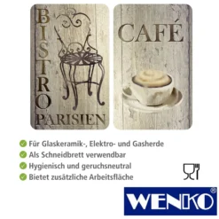 WENKO Herdabdeckplatte Universal Bistro 2er-Set, für alle Herdarten