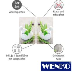 WENKO Herdabdeckplatte Universal Kräutergarten 2er Set, für alle Herdarten
