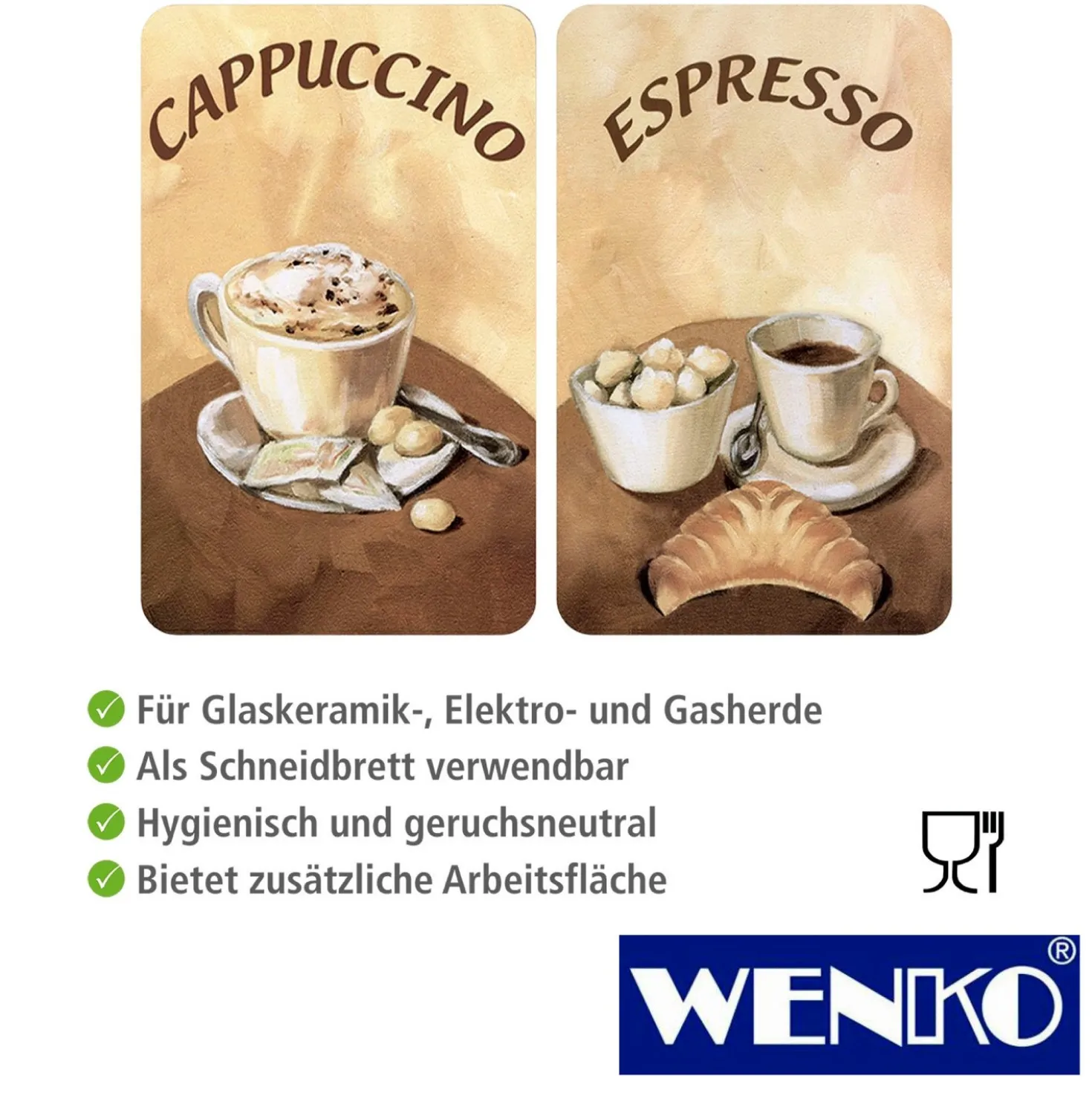 WENKO Herdabdeckplatte Universal Kaffee 2er Set, für alle Herdarten
