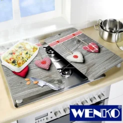 WENKO Herdabdeckplatte Universal Herzen 2er Set, für alle Herdarten