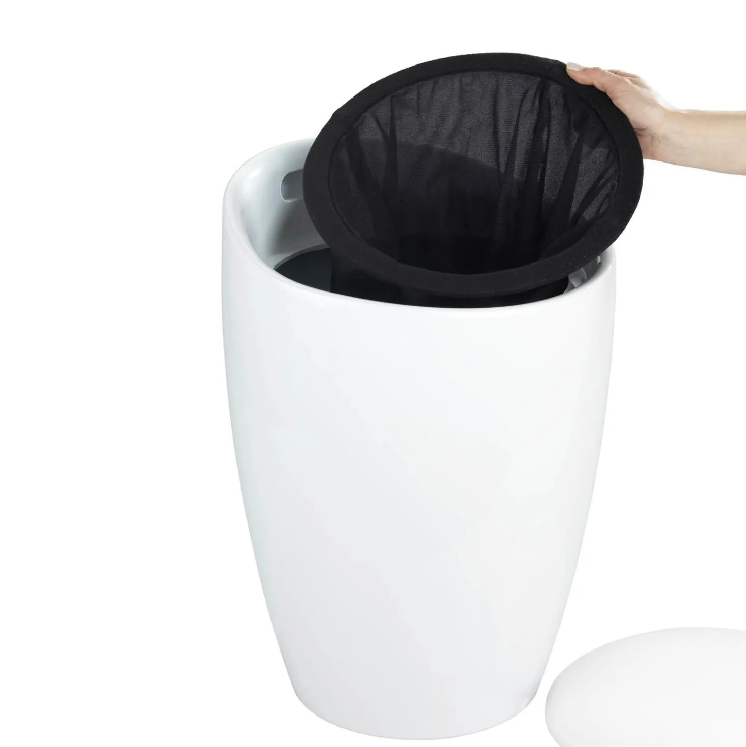 WENKO Hocker Mod. Candy White, mit abnehmbarem Wäschesammler