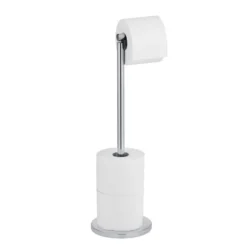 WENKO 2in1 Stand Toilettenpapierhalter, Edelstahl, platzsparend, für bis zu 4 Ersatzrollen
