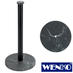 WENKO Küchenrollenhalter Marmor Schwarz, Elegante Marmoroptik