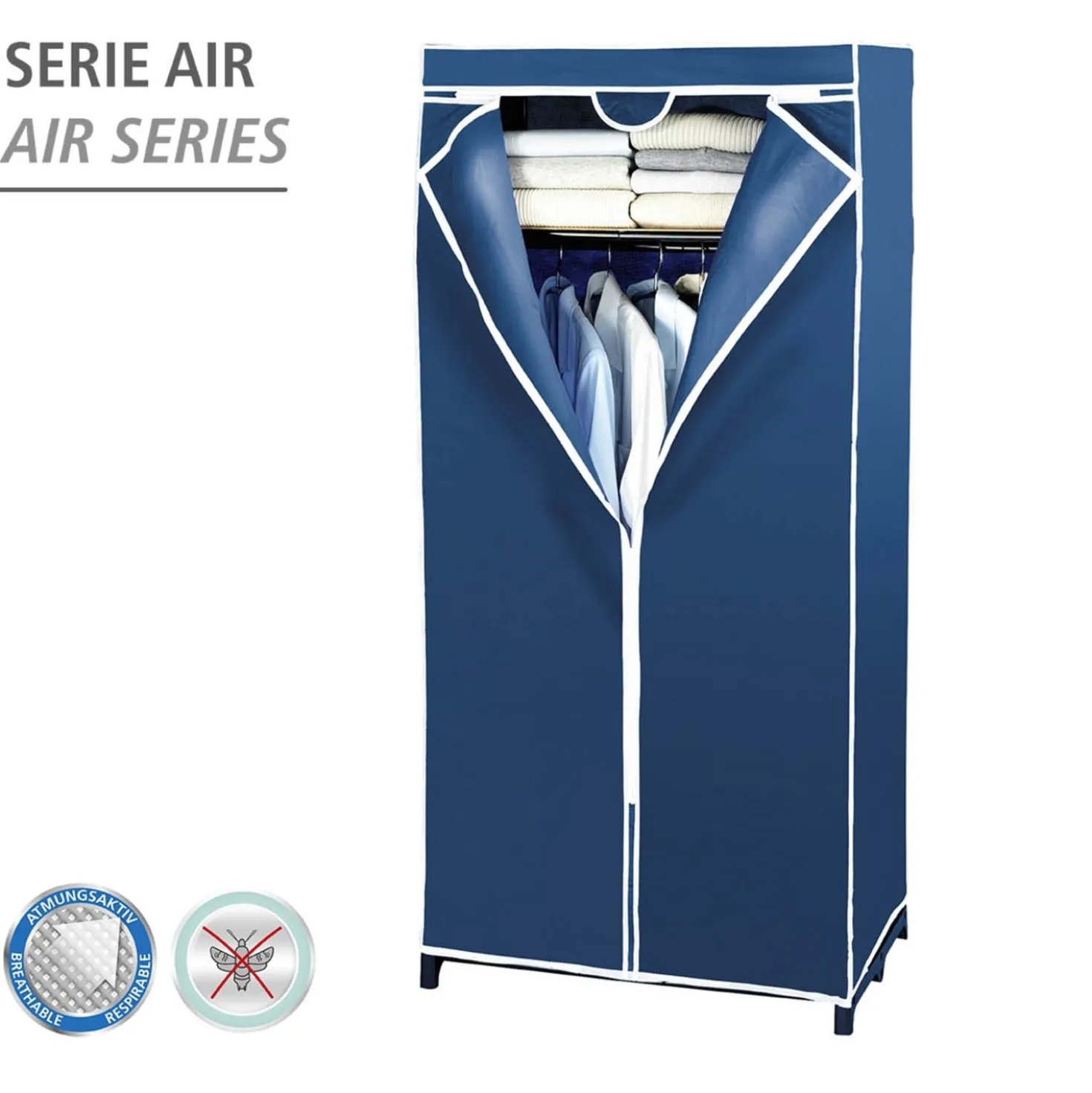 WENKO Kleiderschrank Air mit Ablage, Stoffschrank, Faltschrank