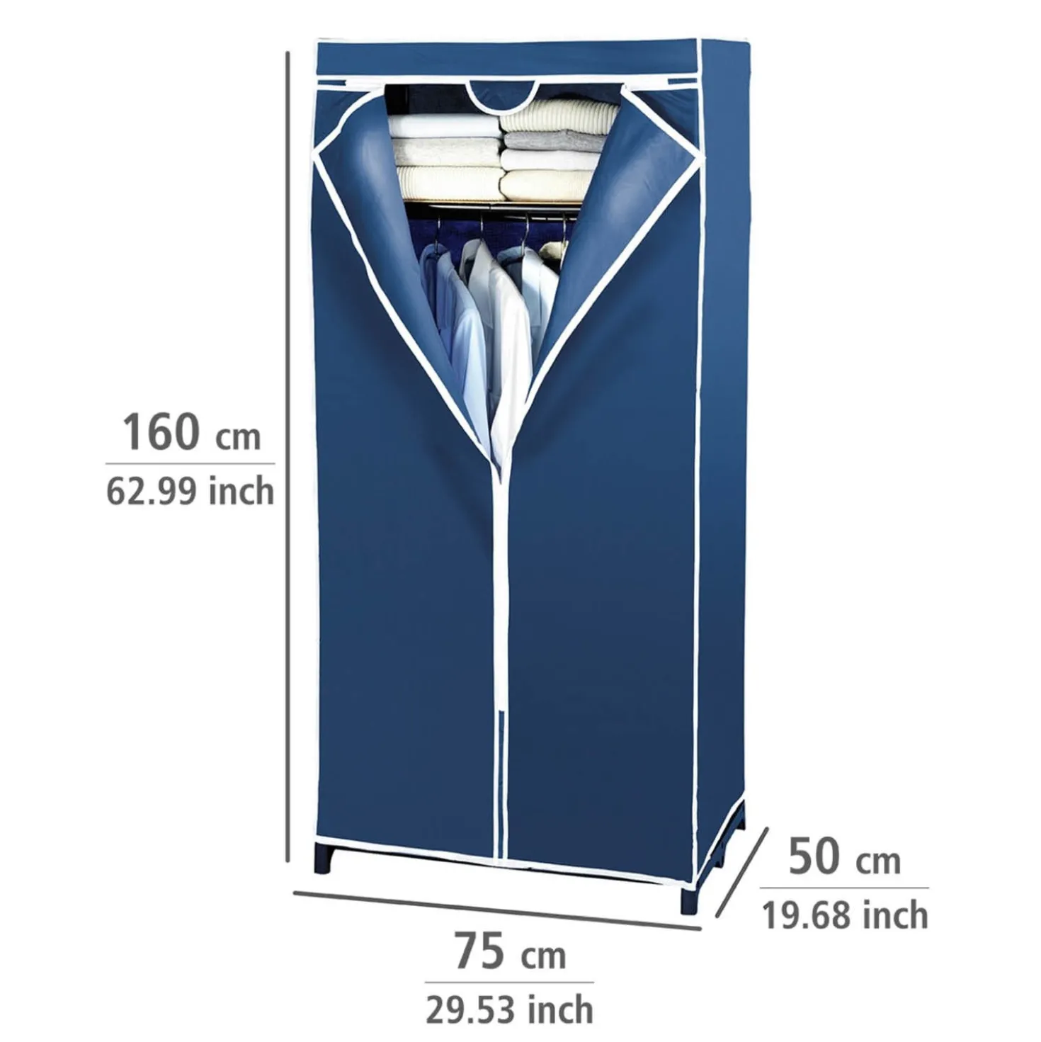 WENKO Kleiderschrank Air mit Ablage, Stoffschrank, Faltschrank