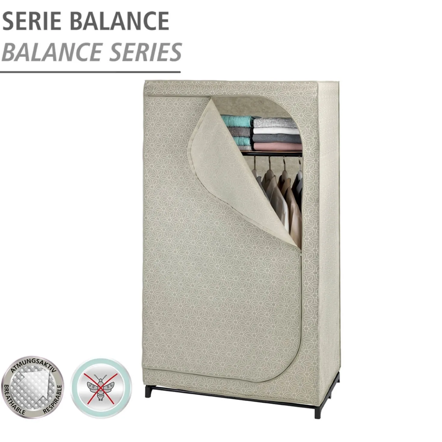 WENKO Kleiderschrank Mod. Balance mit Ablage, Stoffschrank, Faltschrank