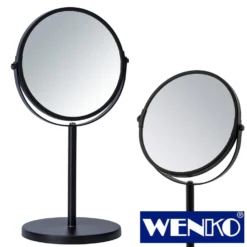 WENKO Kosmetik-Standspiegel Assisi Ø 17 cm Schwarz