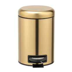 WENKO Kosmetik Treteimer Mod. Leman, Gold matt, 3 L, Edelstahl, 3 Liter