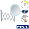 WENKO LED Teleskop-Wandspiegel Barona, Kosmetikspiegel, Leuchtspiegel
