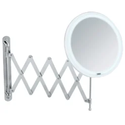 WENKO LED Teleskop-Wandspiegel Barona, Kosmetikspiegel, Leuchtspiegel