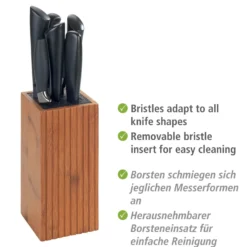 WENKO Messerblock mit Borsteneinsatz Mod. Mera, aus geräuchertem Bambus