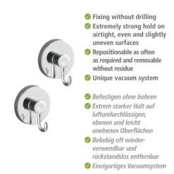 WENKO Mod. Vacuum-Loc® Haken 2er Set, Befestigung ohne Bohren