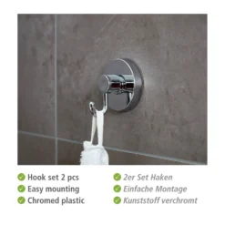 WENKO Mod. Vacuum-Loc® Haken 2er Set, Befestigung ohne Bohren