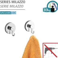WENKO Mod. Vacuum-Loc® Haken 2er Set, Befestigung ohne Bohren
