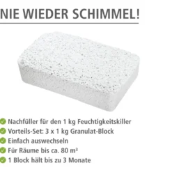 WENKO Nachfüllpack für Luftentfeuchter, 3 x 1 kg, für Raumentfeuchter